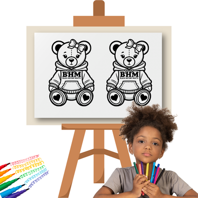 BHM GIRL BEAR Coloring Screen Print Transfer