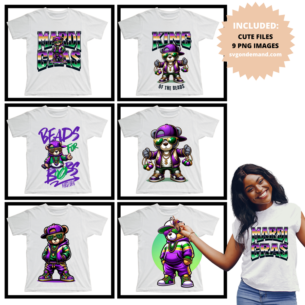 Mardi Gras Bear Png Bundle