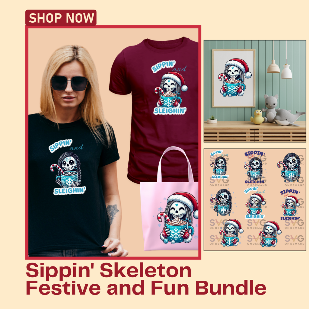 Sippin Skeleton Festive and Fun Png Bundle