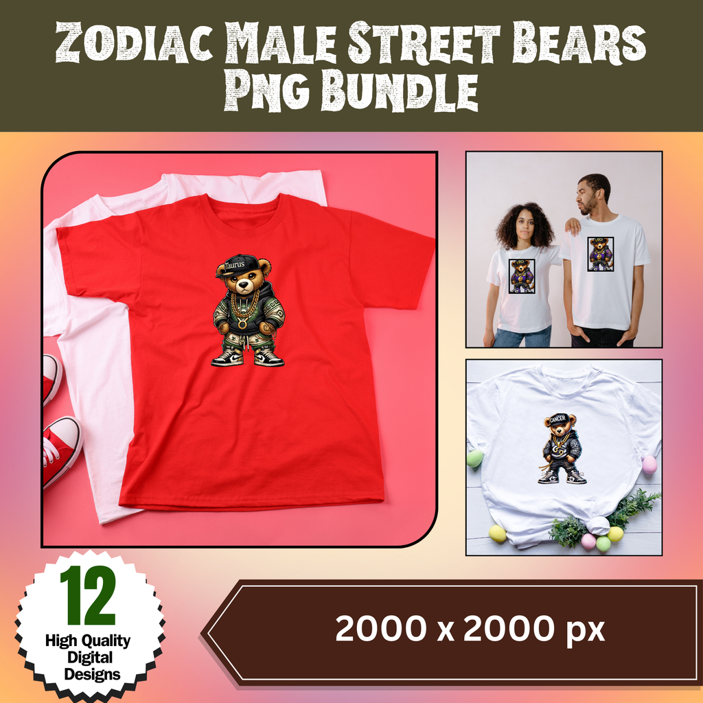 Zodiac Male Street Bears Png Bundle