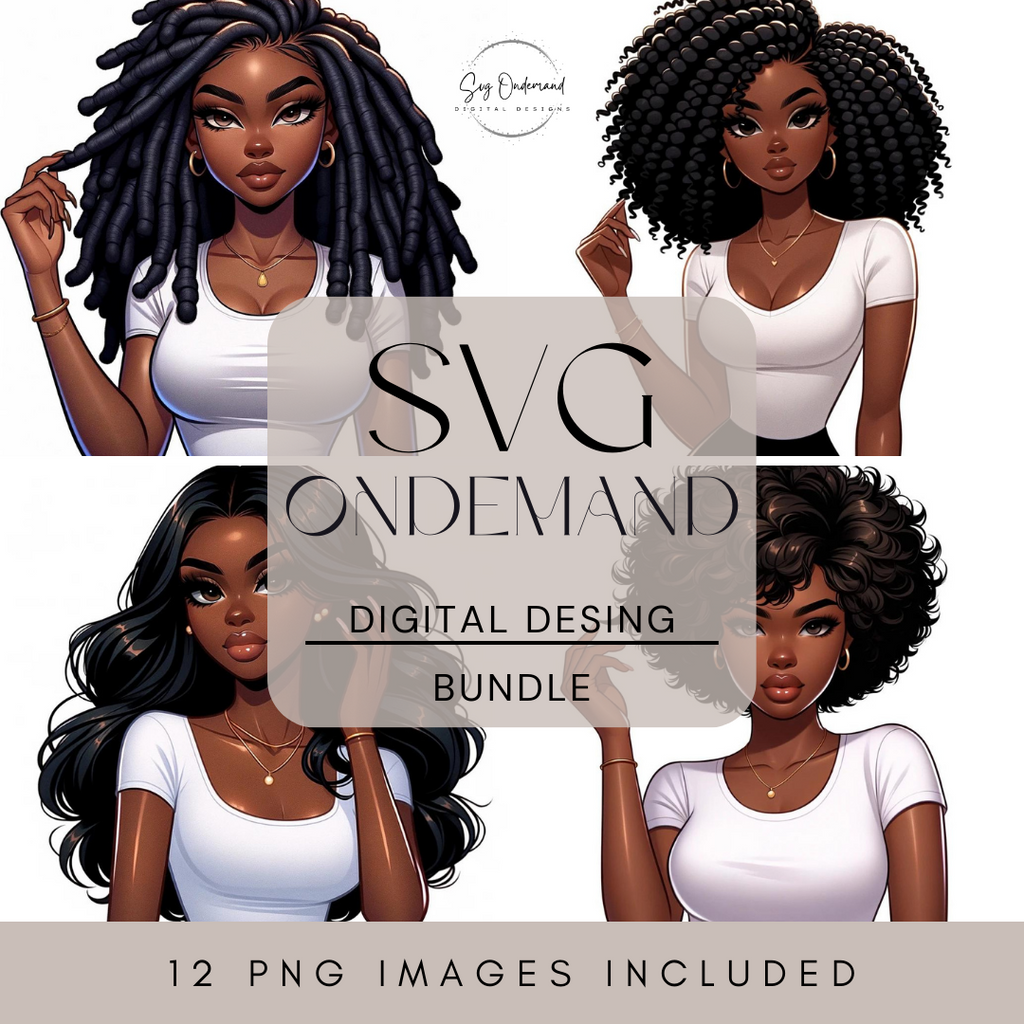 White Tee Melanin Queen Mega Png Bundle