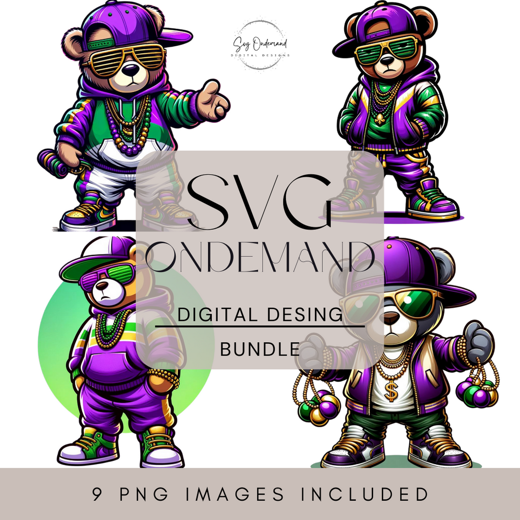 Mardi Gras Bear Png Bundle