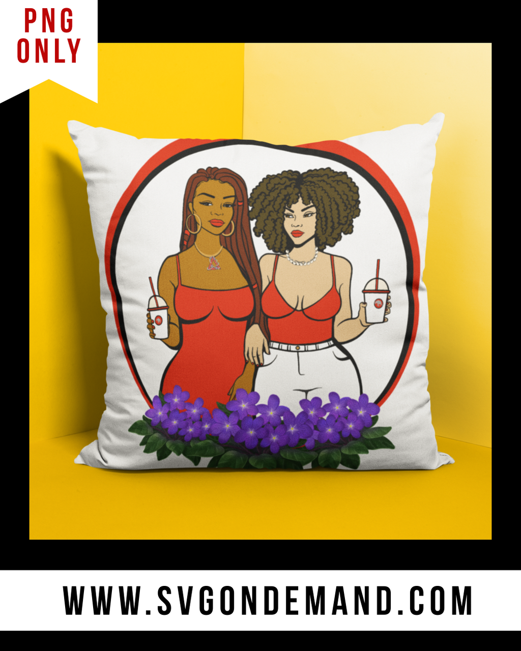 BFFs PNG - Red and White with BONUS Pillow Mock Up 1