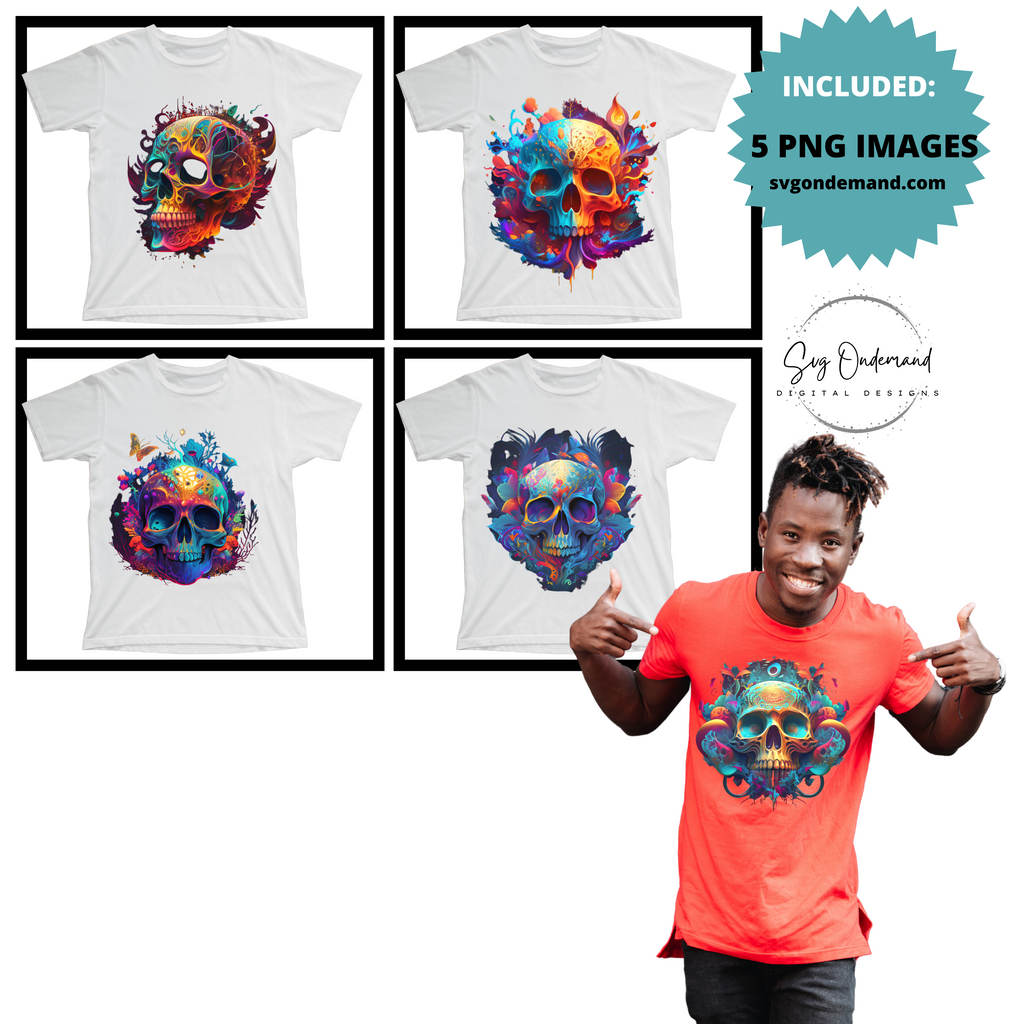 Colorful Skull Png Bundle