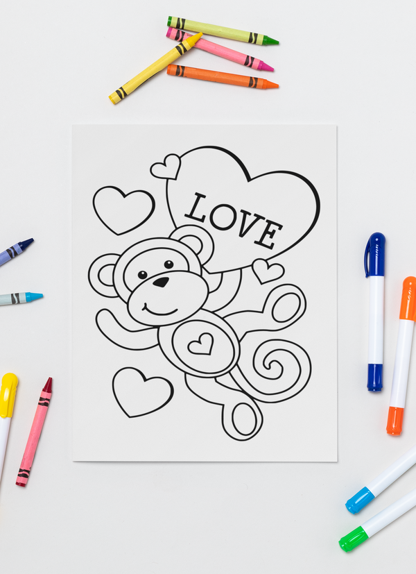 Monkey Love Coloring Sheet Screen Print Transfer – SVG OnDemand