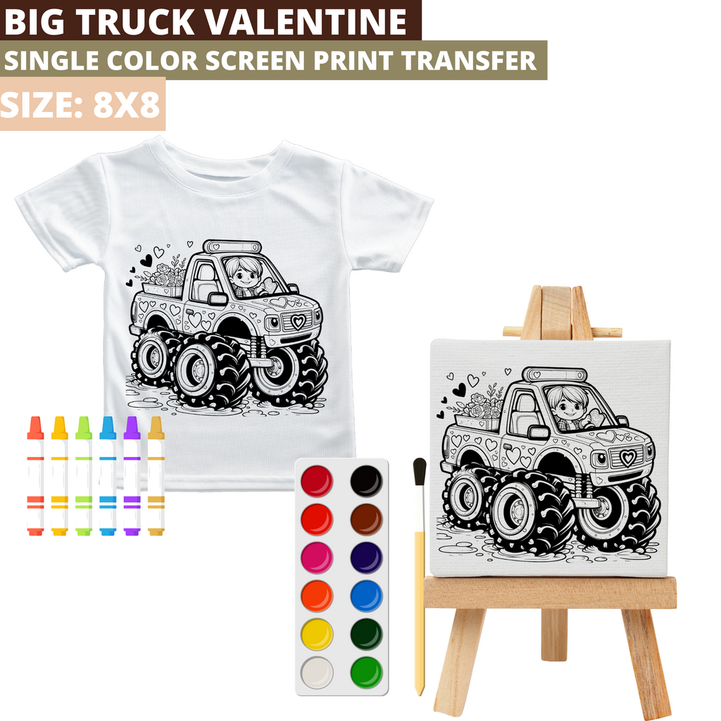 Big Truck Valentine Screen Print Transfer