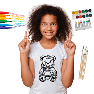 BHM GIRL BEAR Coloring Screen Print Transfer