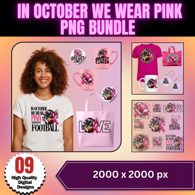 In October We Wear Pink Png Bundle