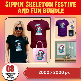 Sippin Skeleton Festive and Fun Png Bundle