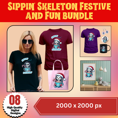 Sippin Skeleton Festive and Fun Png Bundle