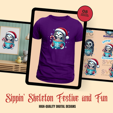 Sippin Skeleton Festive and Fun Png Bundle