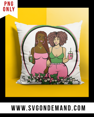 BFFs PNG - Pink and Green with BONUS PILLOW MOCK UP 1