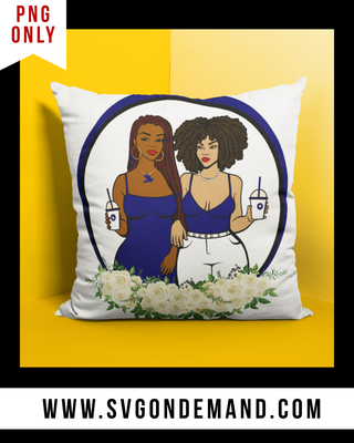 BFFs PNG - Blue and White with BONUS Pillow Mock Up 1